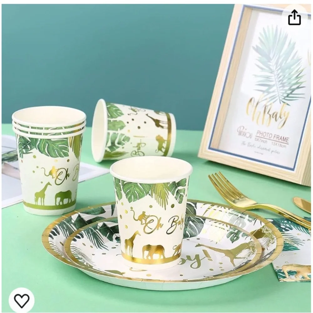 NIB Oh baby! Safari Plates and Cups. DOES NOT INCLUDE CUTLERY w/ bonus game!